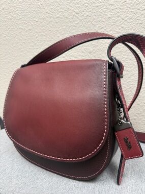 Coach 1941 Burgundy Leather Crossbody Saddle Bag 23- Snake Strap NWOT